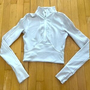 🍋Lululemon White Half-Zip Ribbed Crop Top Pullover